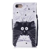iPhone 7 / 8 wallet case hoesje met katten - wit