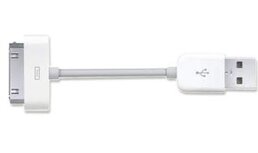 Korte 30 pin naar USB kabel - wit Korte 30 pin naar USB kabel - wit