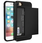 iPhone SE (2020) / 7 / 8 hybrid case hoesje met ruimte voor 2 pasjes - zwart iPhone SE (2020) / 7 / 8 hybrid case hoesje met ruimte voor 2 pasjes - zwart