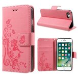 iPhone SE (2020) / 7 / 8 wallet portemonnee hoesje - roze vlinders iPhone SE (2020) / 7 / 8 wallet portemonnee hoesje - roze vlinders
