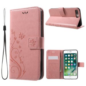 iPhone 7 / wallet plus portemonnee hoesje - roze vlinders online bestellen - eforyou.nl